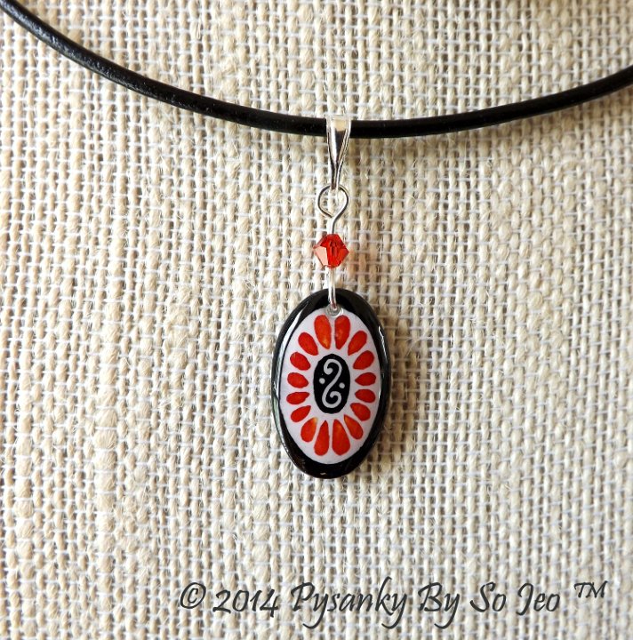 Scarlet Oval Earrings and Matching Necklace Pysanky Jewelry by So Jeo